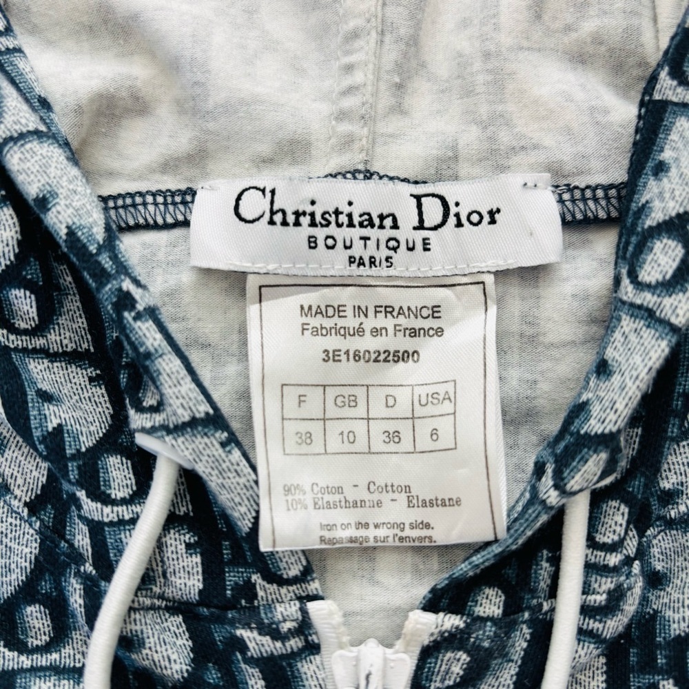 Christian Dior Vintage Trotter Blue/White Hoodie Jacket EU 38 US 6 - Picture 7 of 16